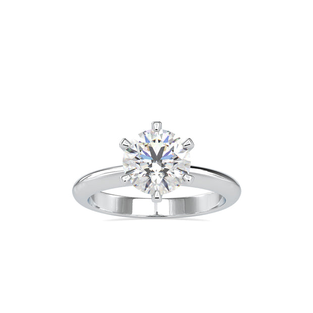 round cut solitaire diamond ring in white gold