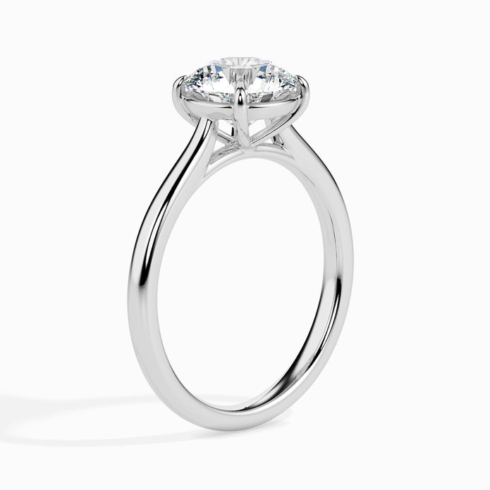 round cut solitaire diamond ring in white gold