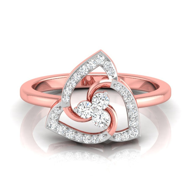 round cut triple loop lab-grown diamond ring in rose gold