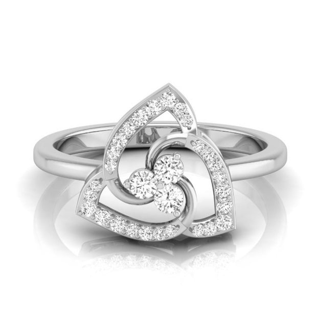 round cut triple loop lab-grown diamond ring in white gold