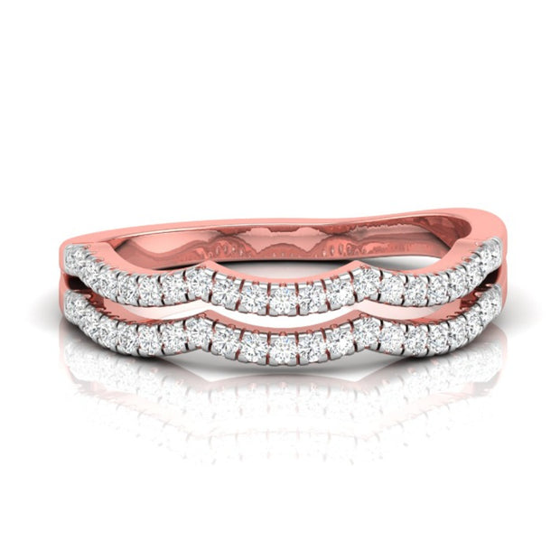 round cut wave design lab-grown diamond band in rose gold