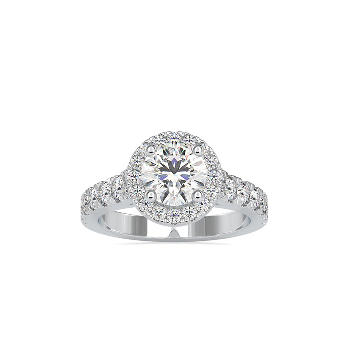 round halo lab-grown diamond ring in white gold