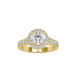 halo round cut lab-grown diamond ring in yellow gold