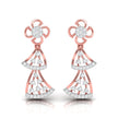 round diamond dangler earrings in rose gold