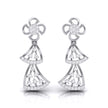 round diamond dangler earrings in white gold