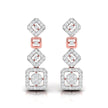 round diamond dangler earrings in rose gold