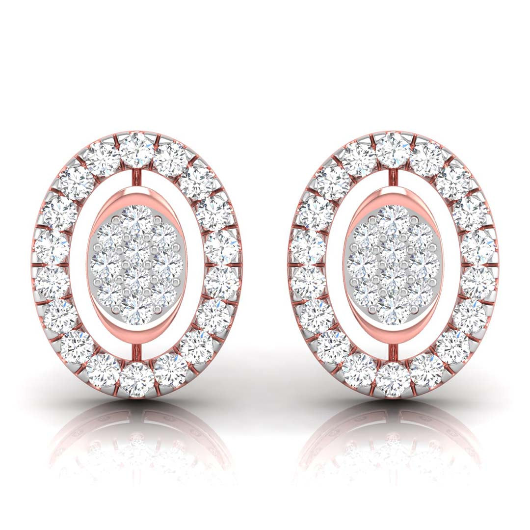 round diamond stud earrings in rose gold