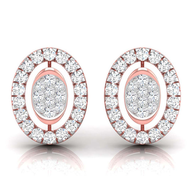 round diamond stud earrings in rose gold