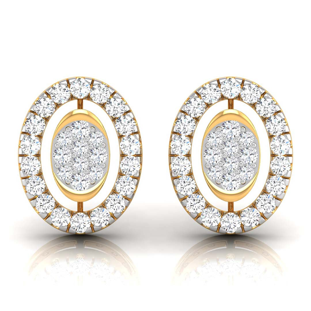 round diamond stud earrings in yellow gold