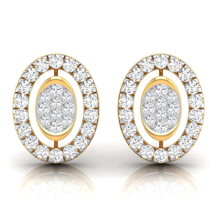 round diamond stud earrings in yellow gold