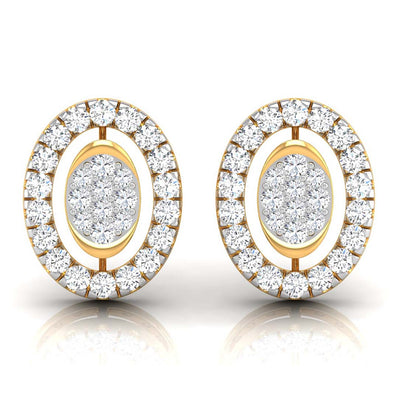 round diamond stud earrings in yellow gold