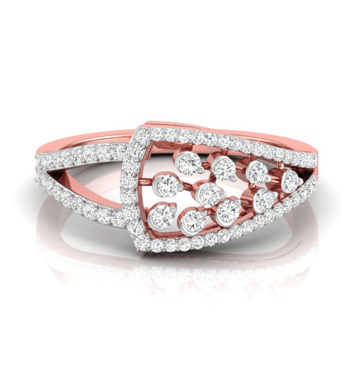 round prong half bezel diamond ring in rose gold