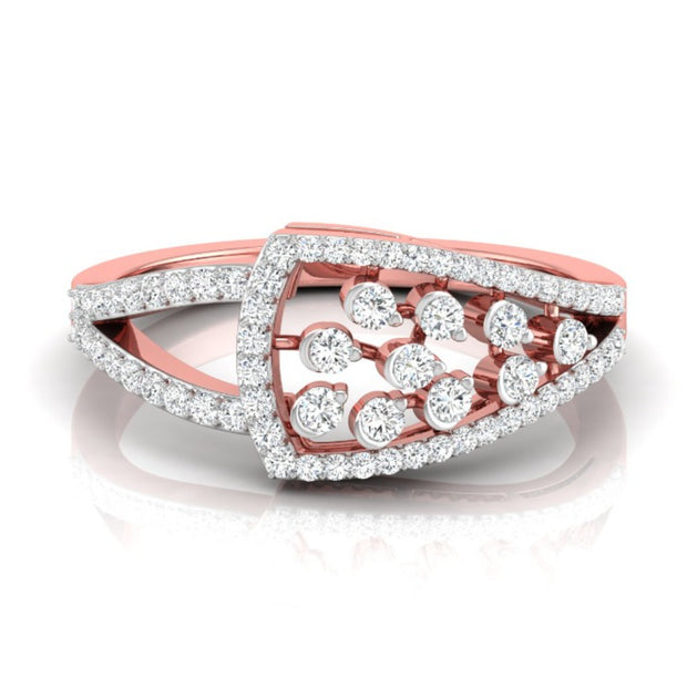 round prong half bezel diamond ring in rose gold