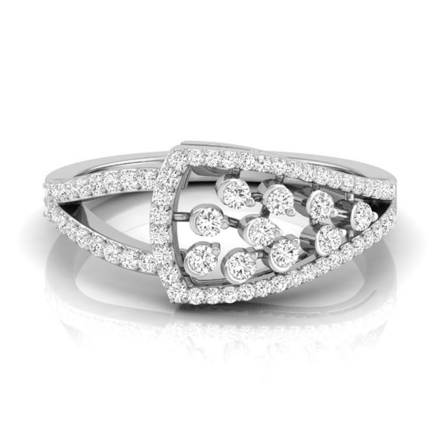 round prong half bezel diamond ring in white gold