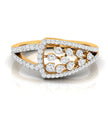 round prong half bezel diamond ring in yellow gold