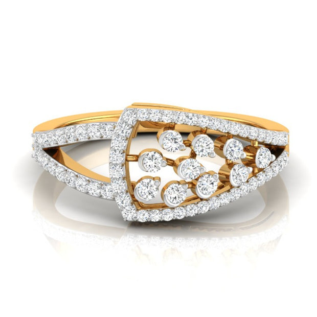 round prong half bezel diamond ring in yellow gold