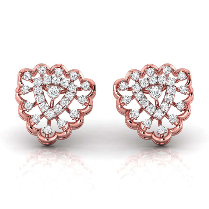 round diamond stud earrings in rose gold