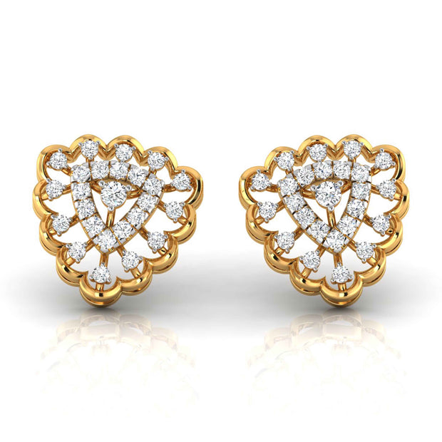 round diamond stud earrings in yellow gold