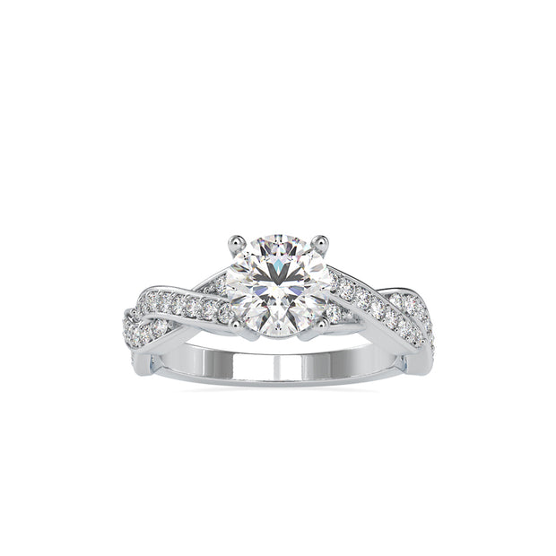 round solitaire diamond ring in white gold