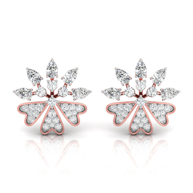 0.48Ct Floral Shape Cluster Lab-Grown Diamond Gold Stud Earrings