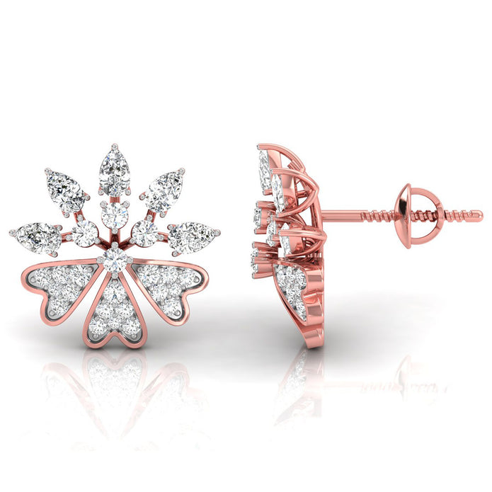 0.48Ct Floral Shape Cluster Lab-Grown Diamond Gold Stud Earrings
