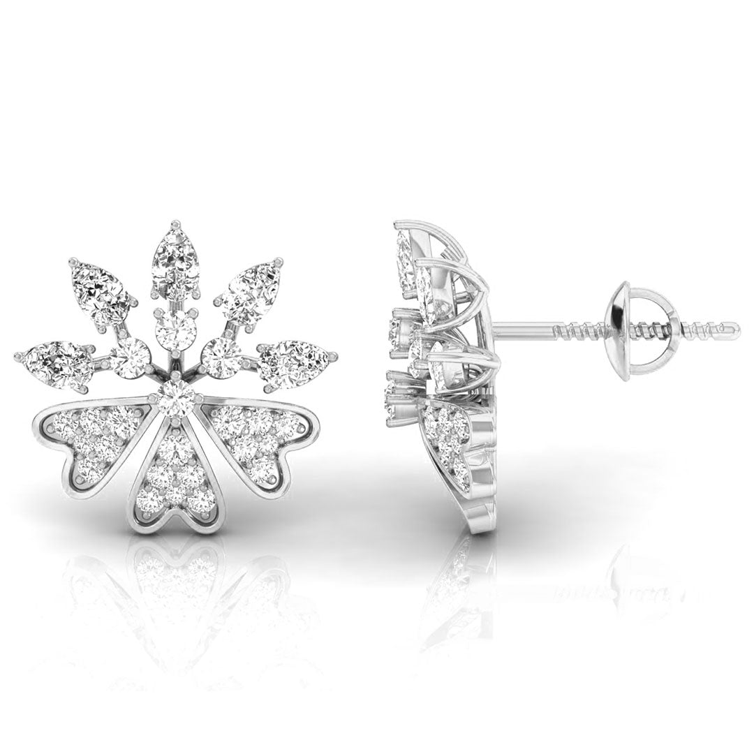 0.48Ct Floral Shape Cluster Lab-Grown Diamond Gold Stud Earrings