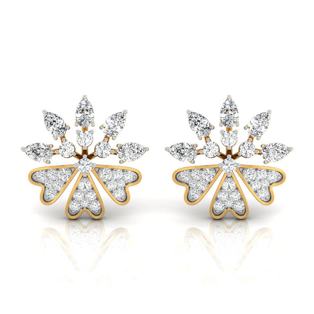0.48Ct Floral Shape Cluster Lab-Grown Diamond Gold Stud Earrings