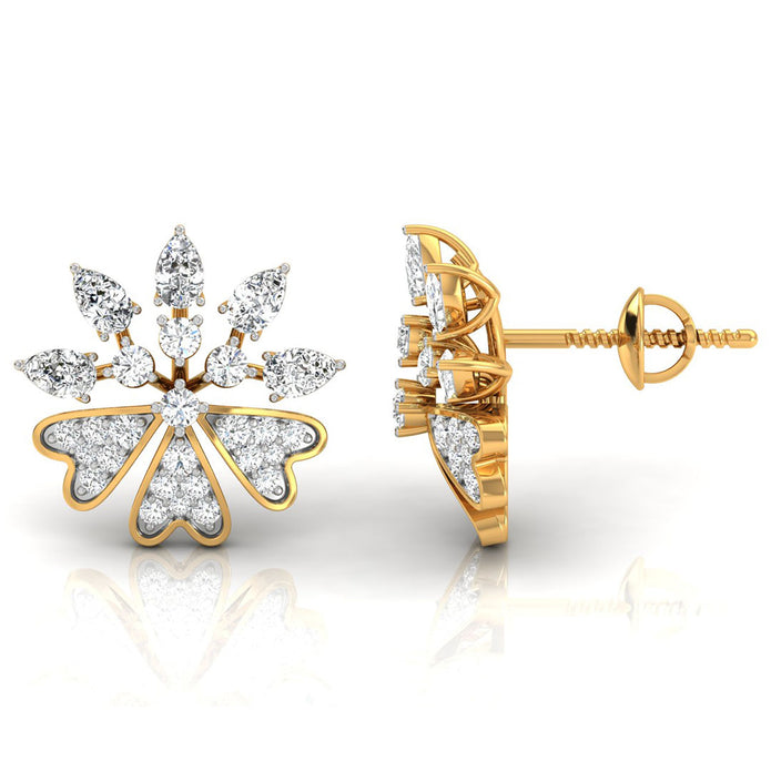 0.48Ct Floral Shape Cluster Lab-Grown Diamond Gold Stud Earrings