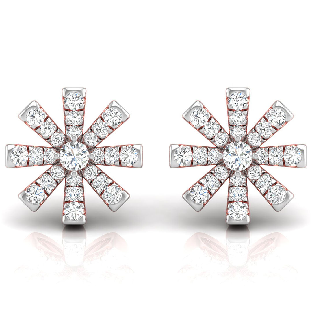 0.33Ct Snowflake Style Prong Set Lab-Grown Diamond Gold Stud Earrings