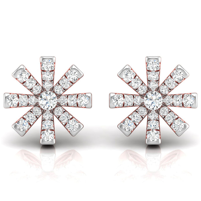 0.33Ct Snowflake Style Prong Set Lab-Grown Diamond Gold Stud Earrings