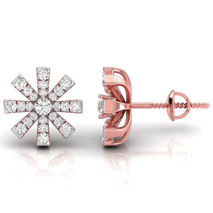 0.33Ct Snowflake Style Prong Set Lab-Grown Diamond Gold Stud Earrings