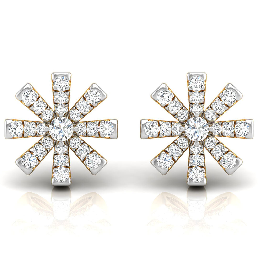 0.33Ct Snowflake Style Prong Set Lab-Grown Diamond Gold Stud Earrings
