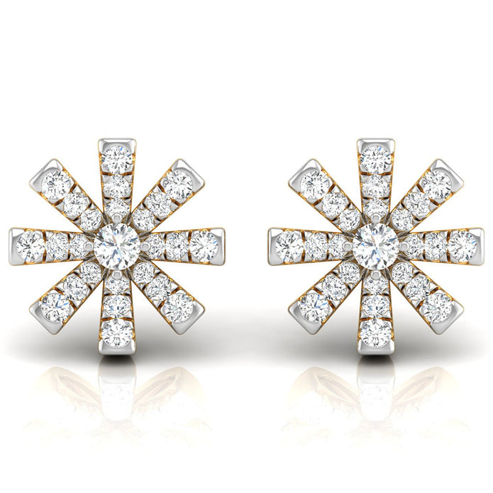 0.33Ct Snowflake Style Prong Set Lab-Grown Diamond Gold Stud Earrings