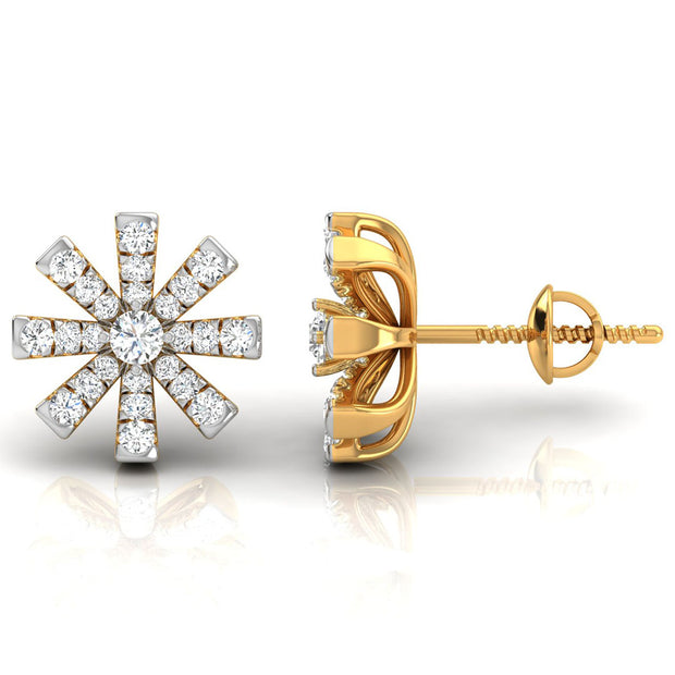 0.33Ct Snowflake Style Prong Set Lab-Grown Diamond Gold Stud Earrings