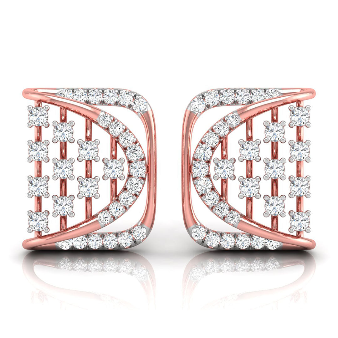 0.25Ct Square Shape Design Prong Set Lab-Grown Diamond Gold Stud Earrings
