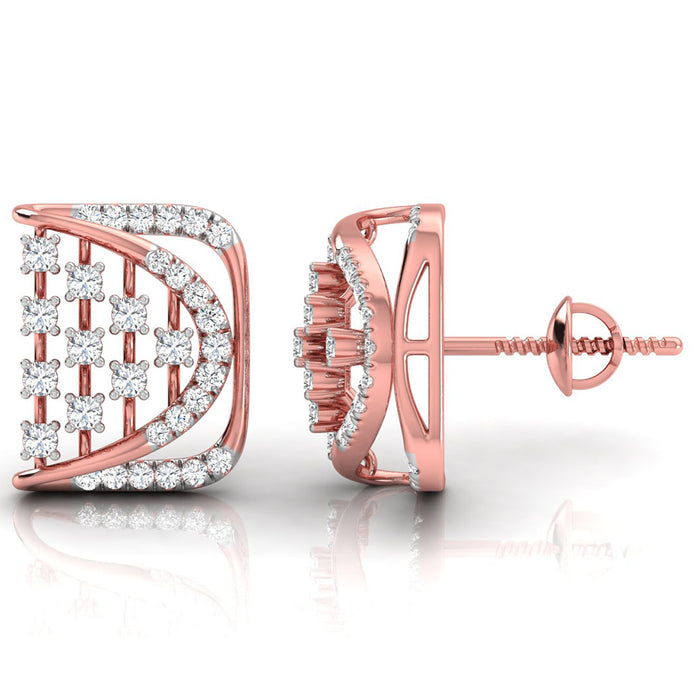 0.25Ct Square Shape Design Prong Set Lab-Grown Diamond Gold Stud Earrings