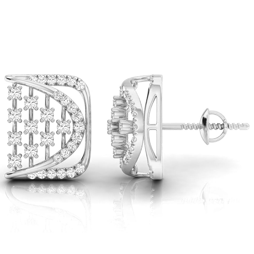 0.25Ct Square Shape Design Prong Set Lab-Grown Diamond Gold Stud Earrings