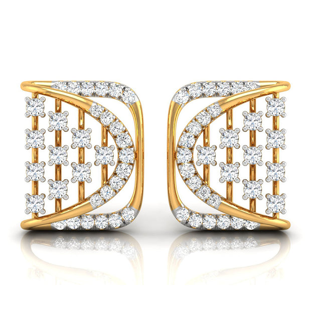 0.25Ct Square Shape Design Prong Set Lab-Grown Diamond Gold Stud Earrings