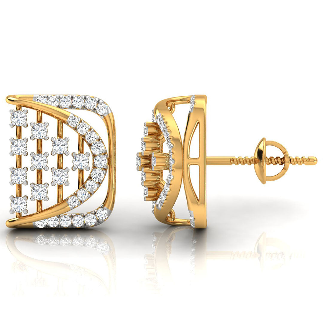 0.25Ct Square Shape Design Prong Set Lab-Grown Diamond Gold Stud Earrings