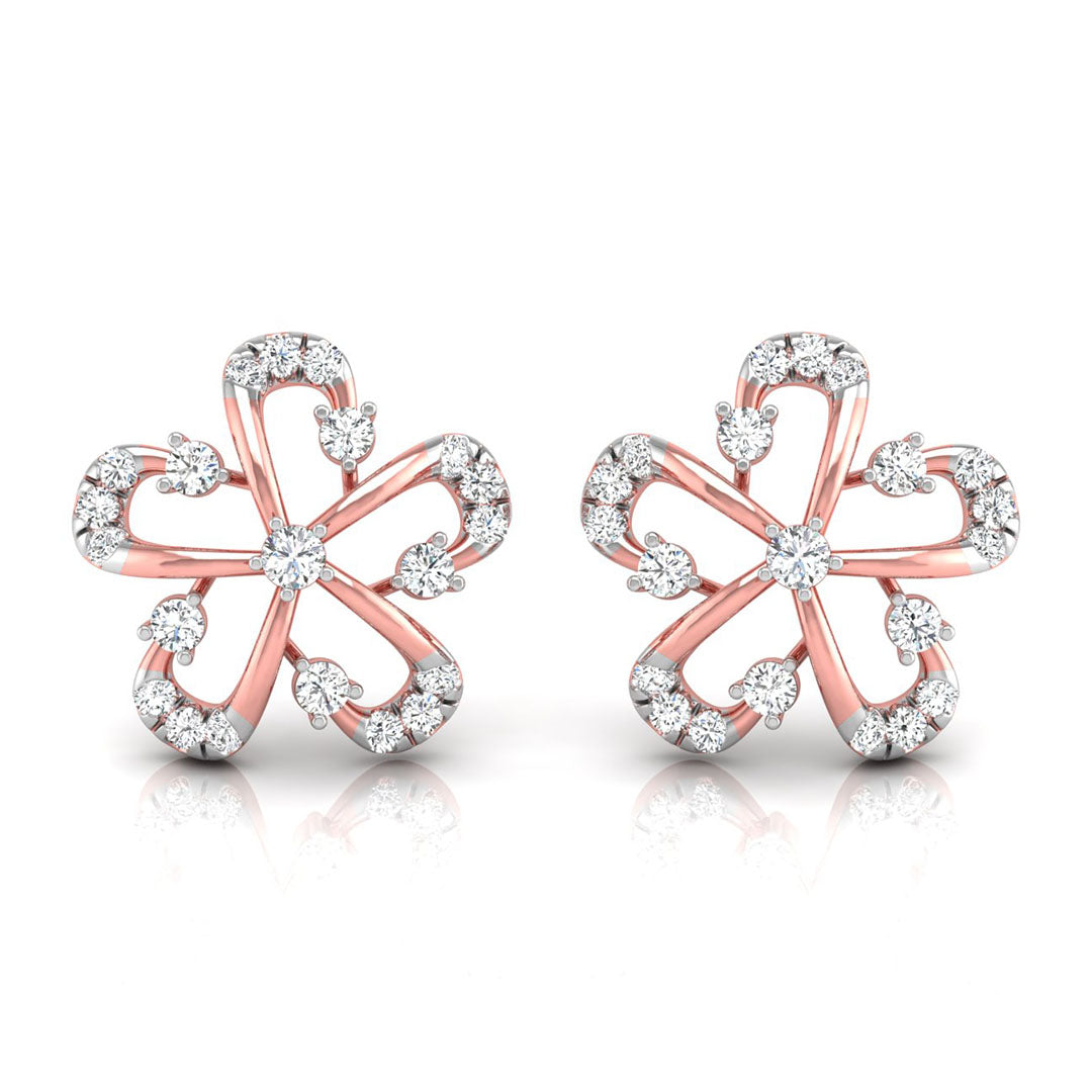 0.19Ct Flower Design Prong Set Lab-Grown Diamond Gold Stud Earrings