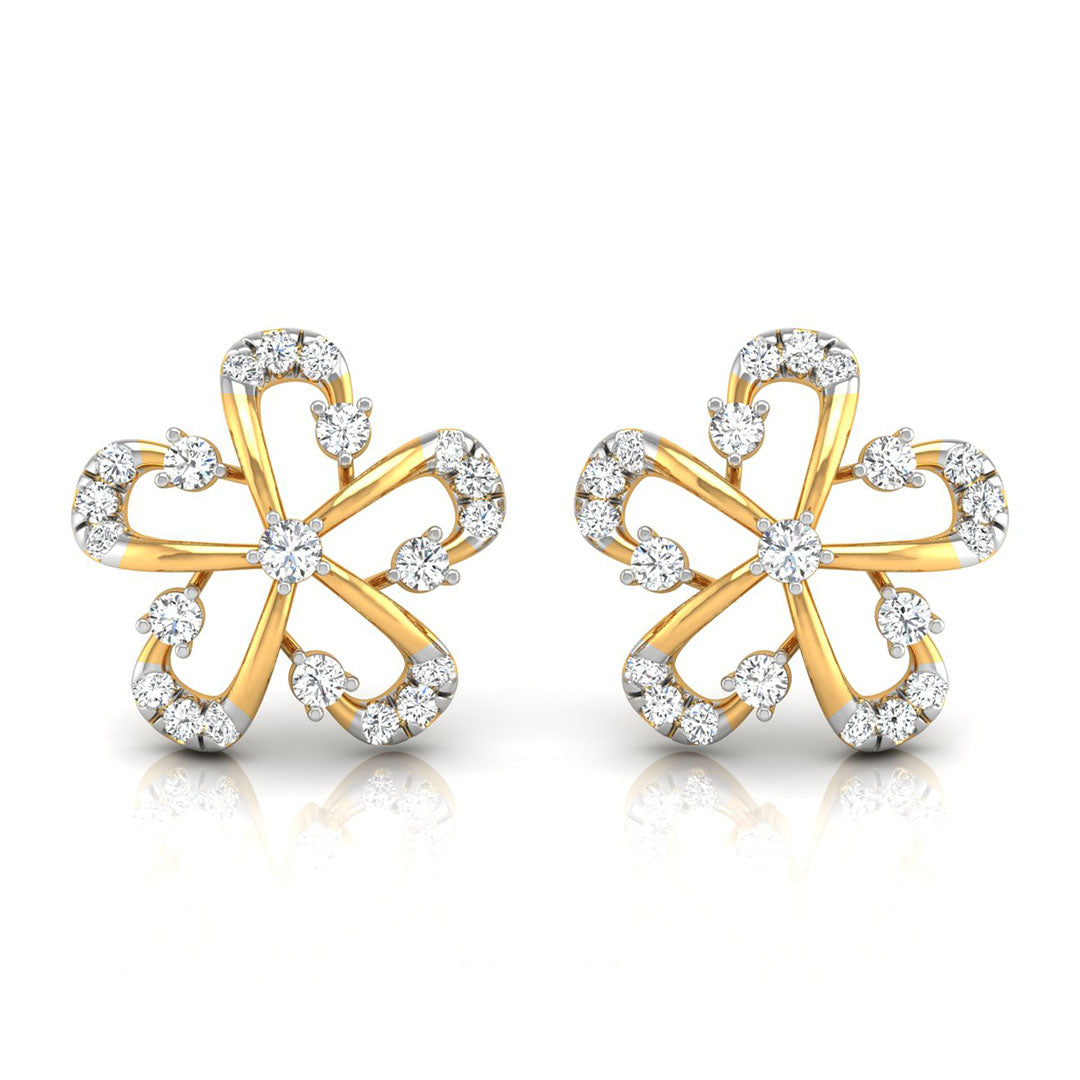 0.19Ct Flower Design Prong Set Lab-Grown Diamond Gold Stud Earrings