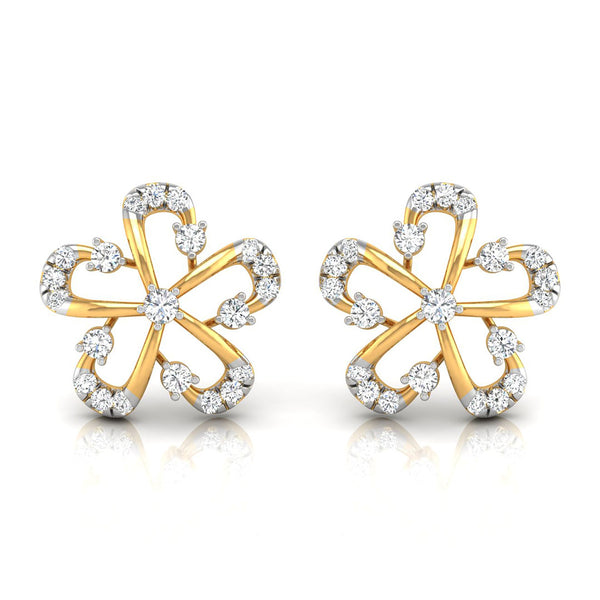 0.19Ct Flower Design Prong Set Lab-Grown Diamond Gold Stud Earrings