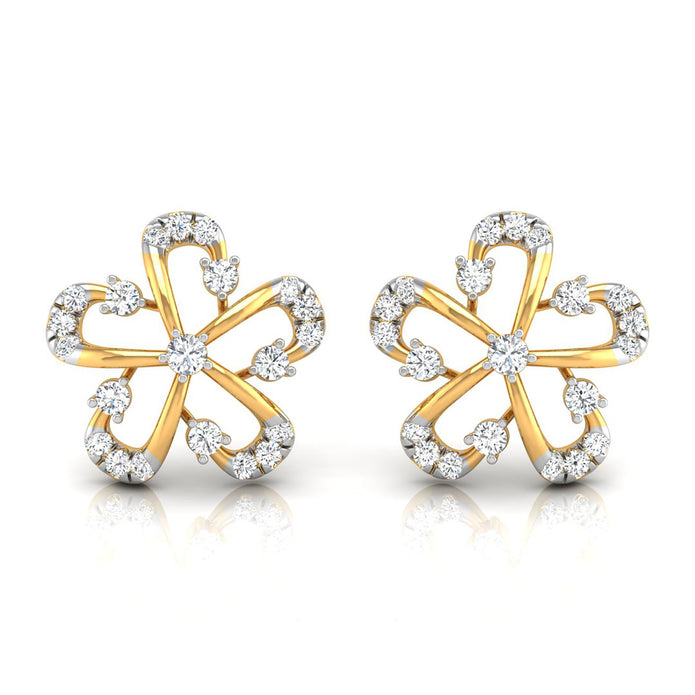 0.19Ct Flower Design Prong Set Lab-Grown Diamond Gold Stud Earrings