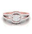 split shank round cluster diamond ring in rose gold