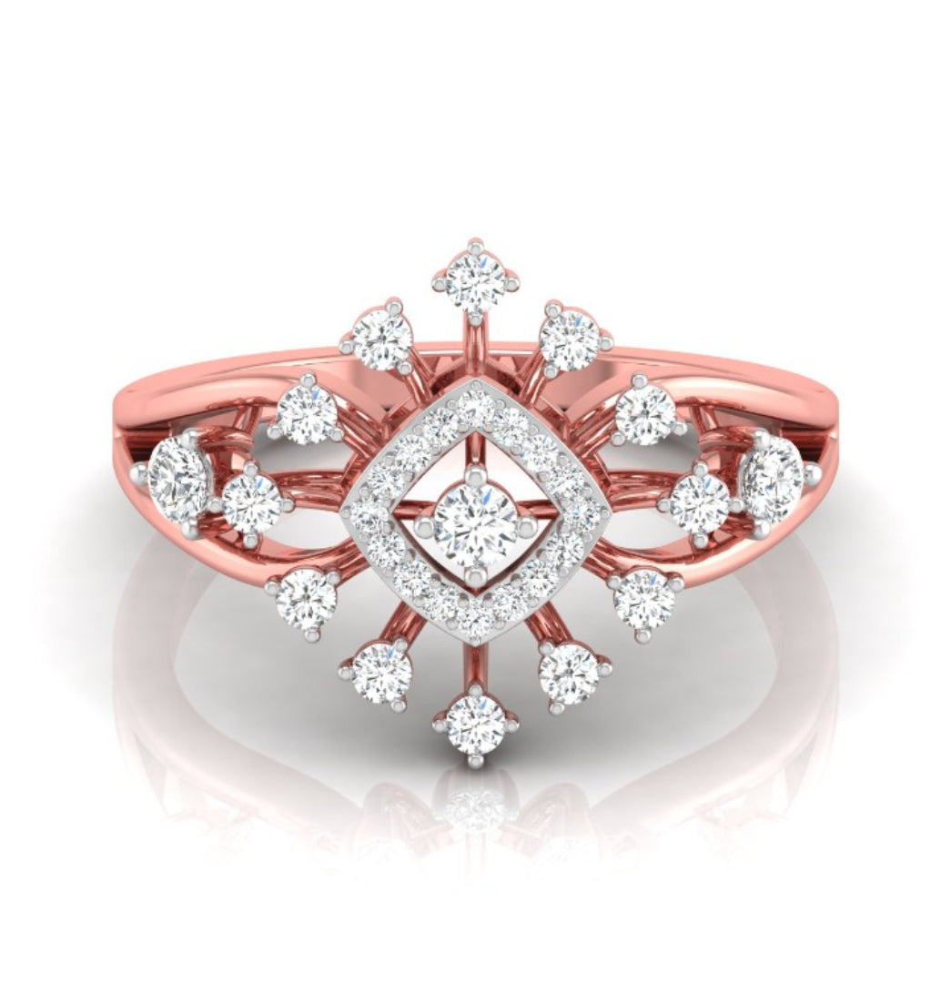 square halo prong set lab-grown diamond ring rose gold