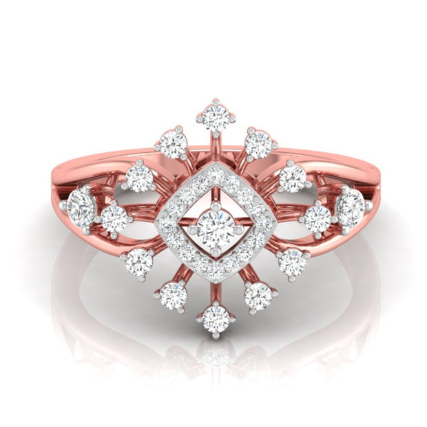 square halo prong set lab-grown diamond ring rose gold