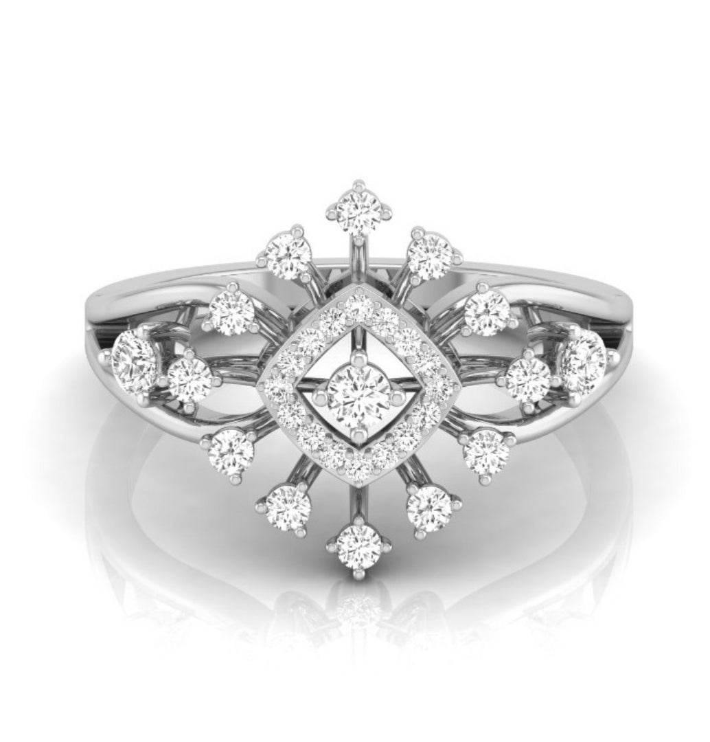 square halo prong set lab-grown diamond ring white gold