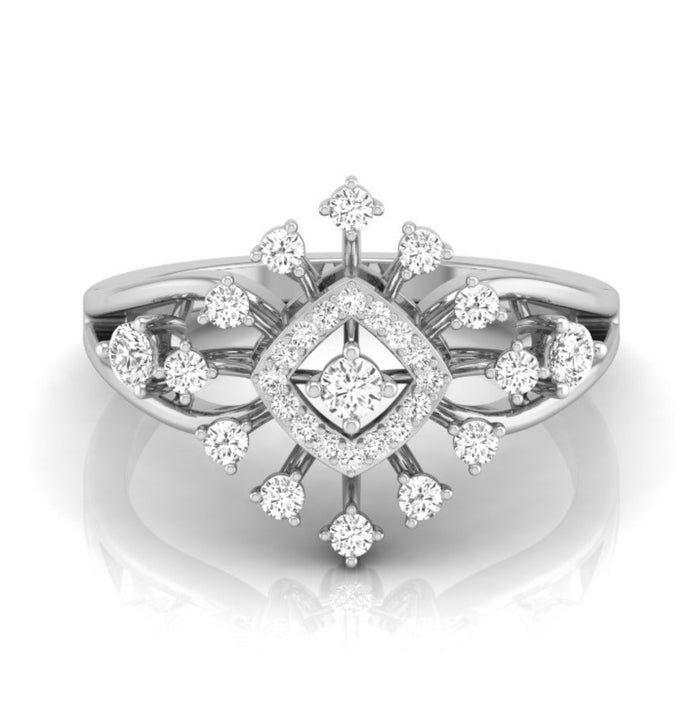 square halo prong set lab-grown diamond ring white gold