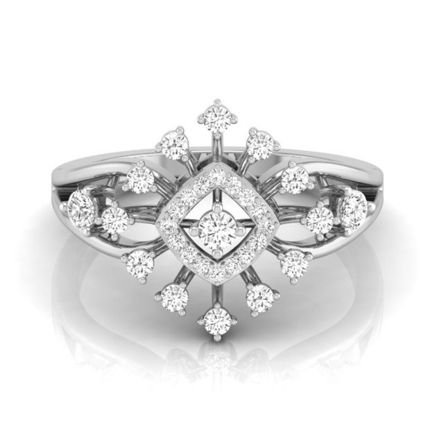 square halo prong set lab-grown diamond ring white gold
