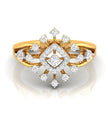 square halo prong set lab-grown diamond ring yellow gold